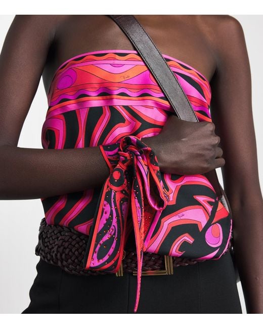 Emilio Pucci Red Embellished Printed Scarf
