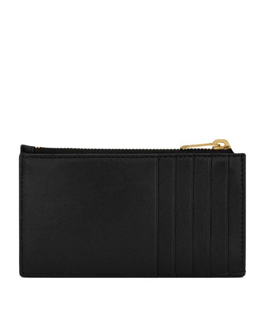 Saint Laurent Black Cassandre Matelassé Fragments Zipped Card Case