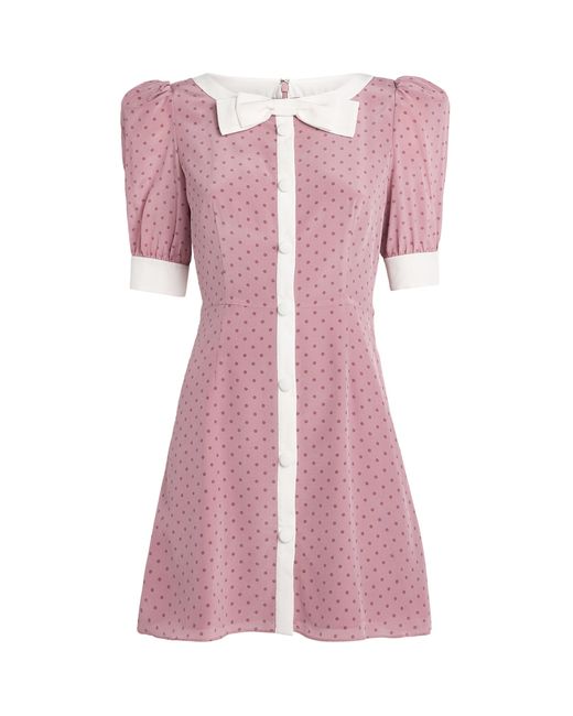 Alessandra Rich Pink Silk Bow-Embellished Mini Dress