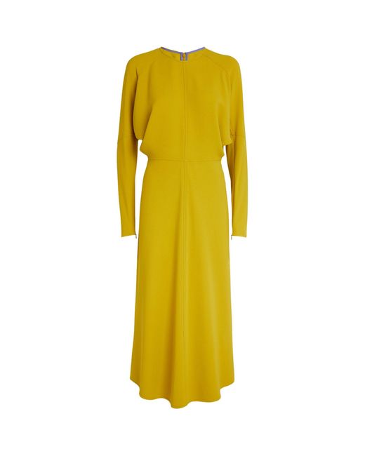 Victoria Beckham Yellow Dolman Midi Dress
