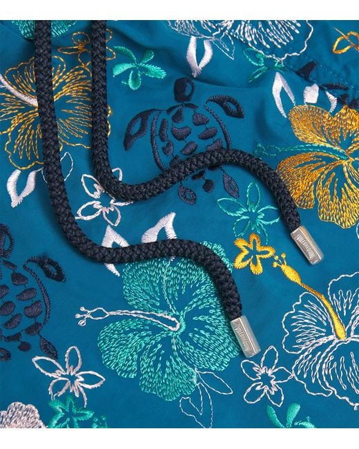 Vilebrequin Blue Embroidered Mistral Swim Shorts for men