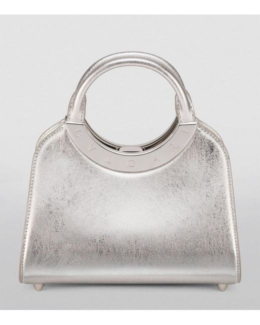 BVLGARI Gray Small Leather Roma Top-handle Bag