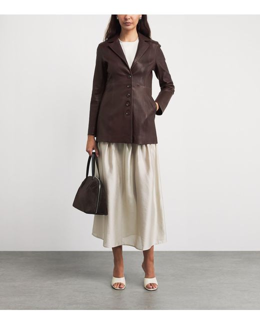 Nour Hammour Brown Monica Leather Jacket
