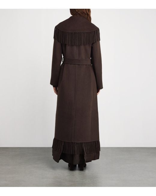 Jonathan Simkhai Brown Wool Fringe Carrie Robe Coat
