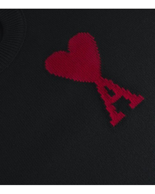 AMI Black Virgin Wool Ami De Coeur Sweater for men