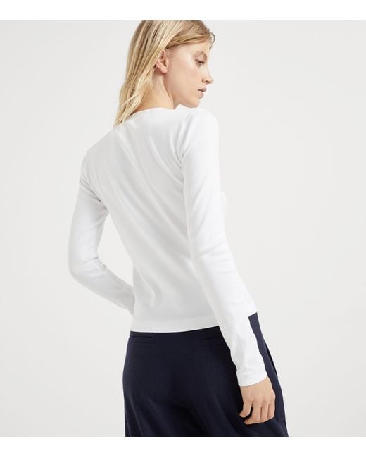 Brunello Cucinelli White Stretch-Cotton Monili-Detail T-Shirt