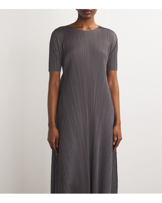 Pleats Please Issey Miyake Efficient Square Midi Dress in Grey  