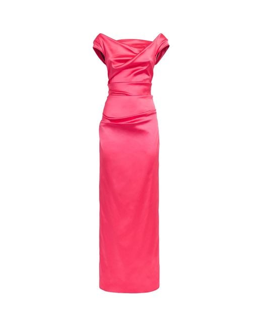 Talbot Runhof Pink Duchesse Satin Draped Gown