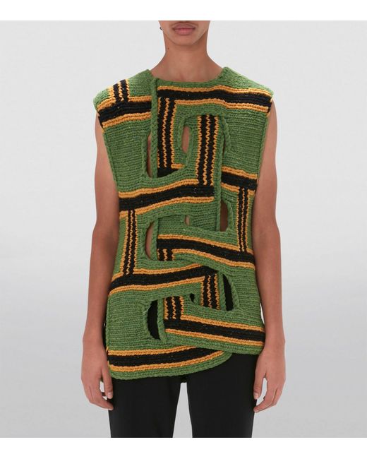 J.W. Anderson Green Merino Interlocking Stripe Sweater for men