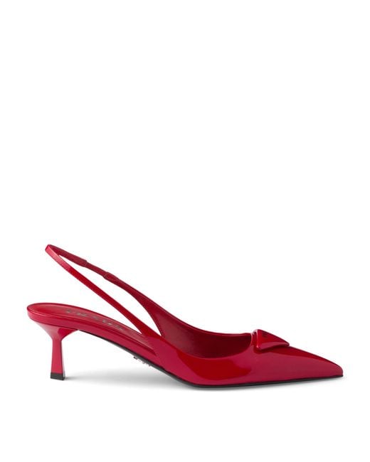 Prada Red Patent Leather Slingback Pumps 55