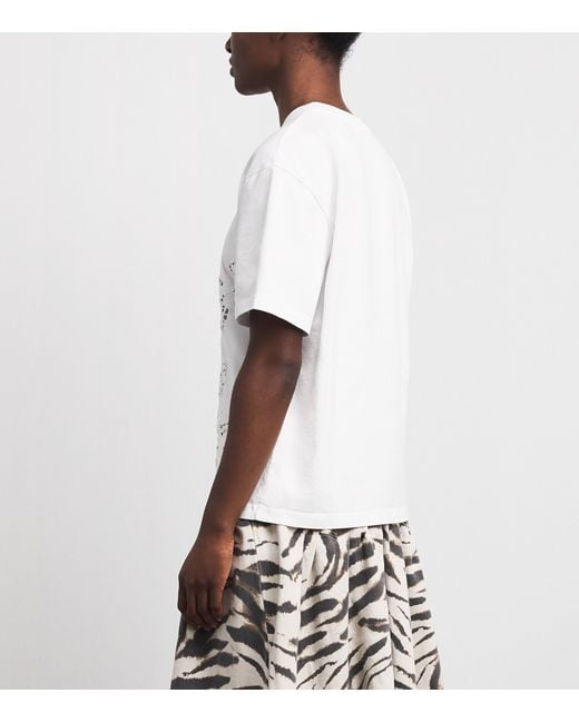 Ganni White Organic Cotton Broderie Anglaise T-Shirt