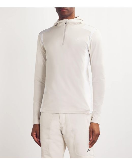 J.Lindeberg White Lukas Quarter-Zip Hooded Sports Jacket for men