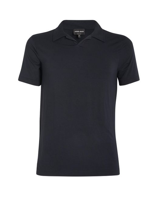 Giorgio Armani Black Spread-Collar Polo Shirt for men