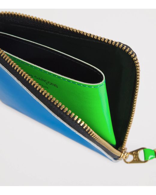 Comme des Garçons Blue Small Leather Super Fluo Wallet for men