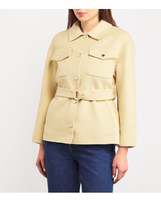 Maje Natural Wool-Blend Belted Jacket