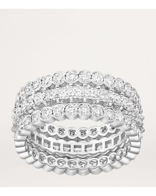 Cartier Metallic White Gold And Diamond Broderie De Ring