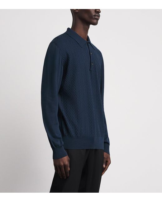 Eton of Sweden Blue Chevron-Jacquard Polo Sweater for men