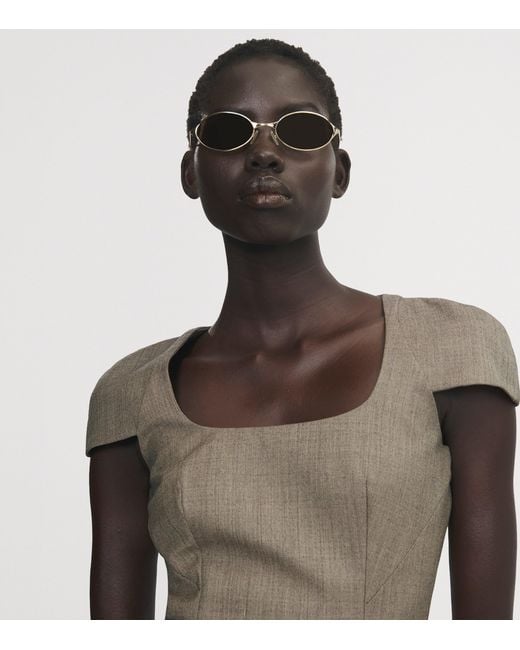 McQueen Brown Metal Sunglasses