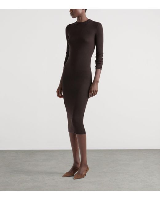 Prada Black Wool Triangle Charm Midi Dress