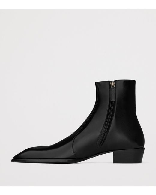 Saint Laurent Black Leather Aurelien Ankle Boots for men