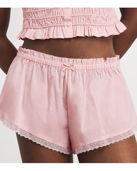 Skims Pink Cotton-Blend Poplin Apparel Shorts