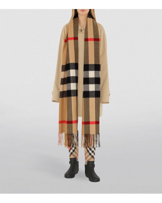 Burberry Brown Cashmere Check Scarf