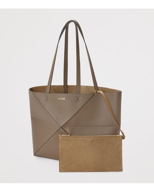 Loewe Brown Medium Leather Puzzle Fold Tote Bag
