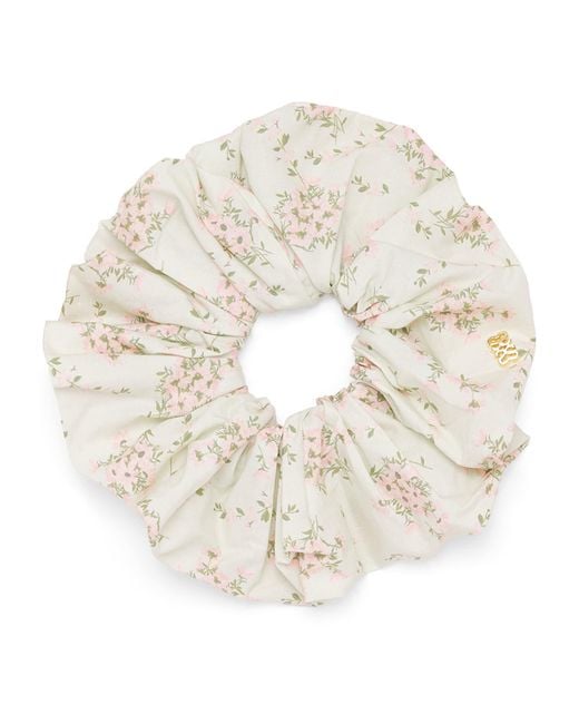 Sandro White Cotton Floral Scrunchie