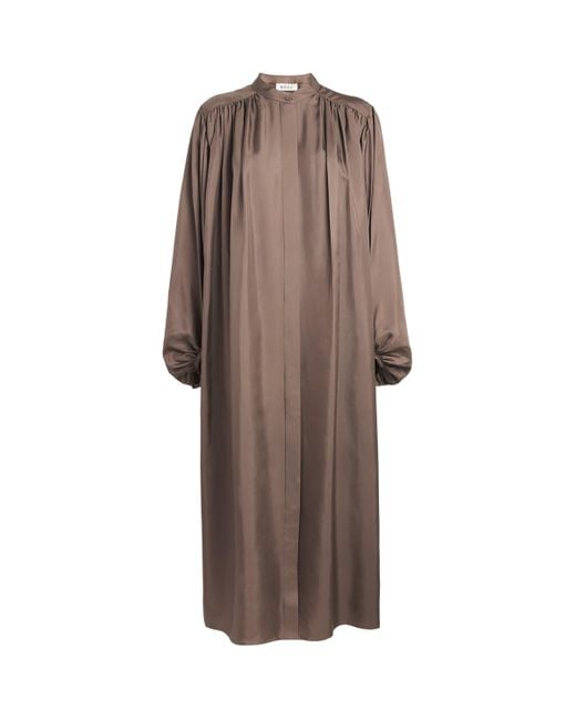 Rohe Brown Silk Pleated Midi Dress