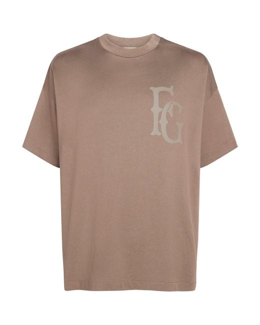 Fear Of God Brown Cotton-Blend Logo T-Shirt for men