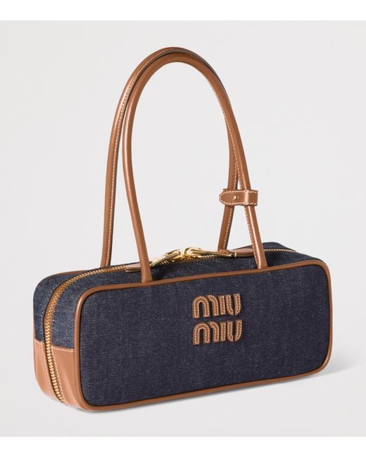 Miu Miu Blue Denim Beau Top-Handle Bag