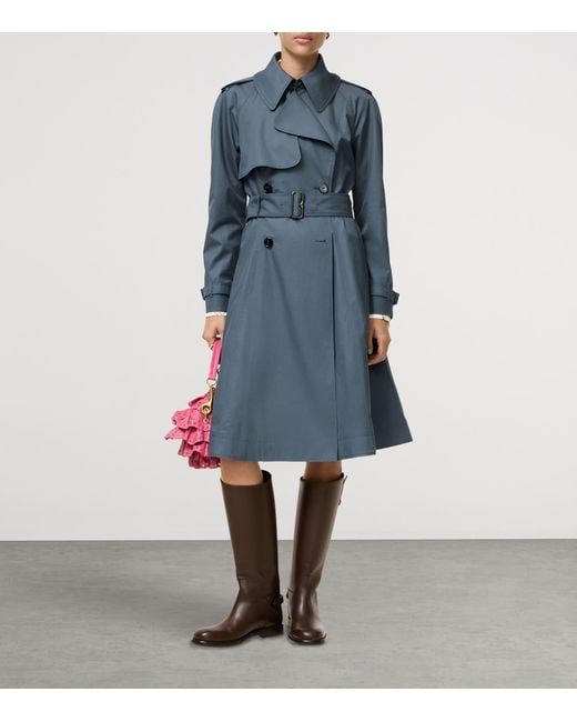 Burberry Blue Long Tropical Gabardine Pembury Trench Coat
