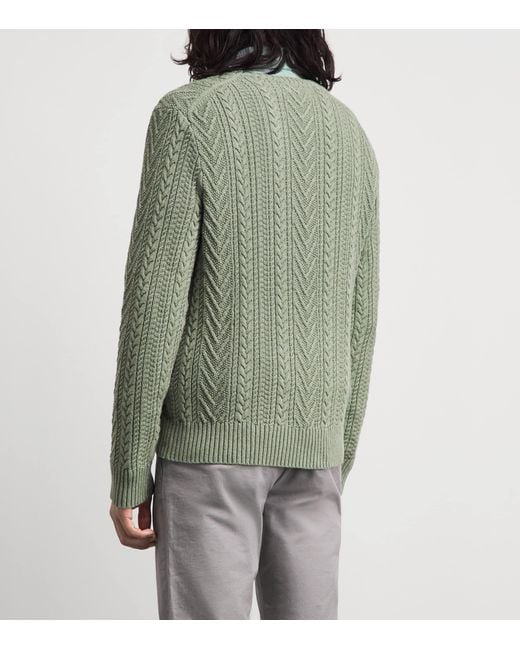 Polo Ralph Lauren Green Cotton-Linen Aran-Knit Sweater for men