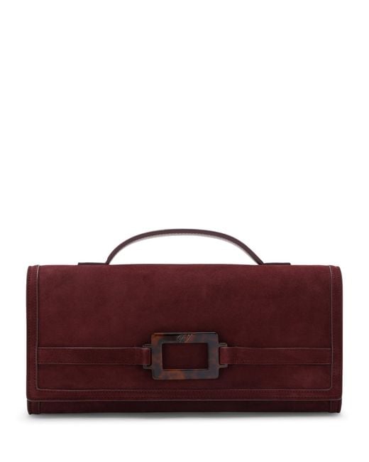 Roger Vivier Red Suede Belle Vivier Top-Handle Bag