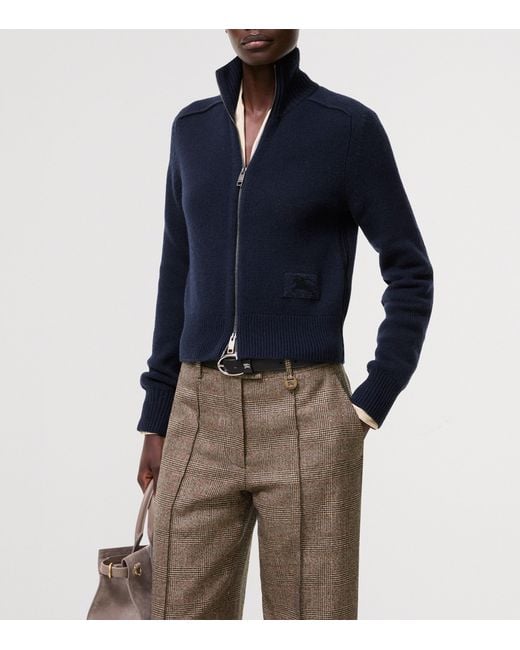 Burberry Blue Cashmere-Blend Zip-Up Jacket