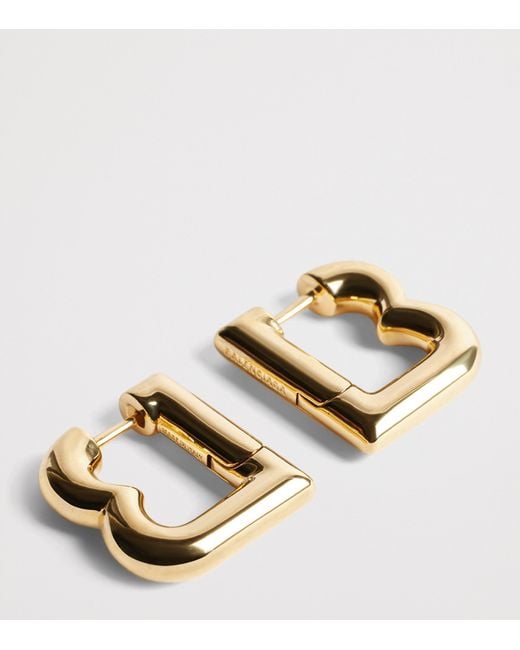 Balenciaga Metallic Xs B Hoop Earrings for men