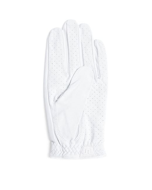 J.Lindeberg White Leather Ron Golf Gloves for men