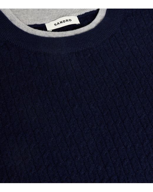 Sandro Blue Wool-Cashmere Sweater