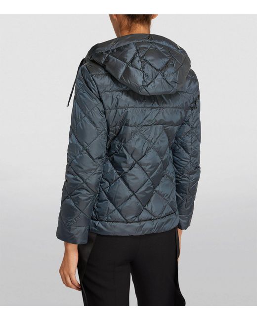 Max Mara Blue Quilted Hooded Jacket