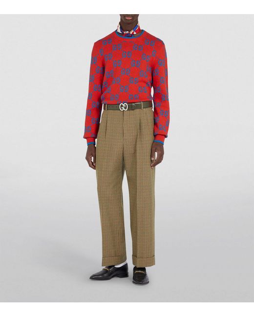 Gucci Red Gg Jacquard Sweater for men