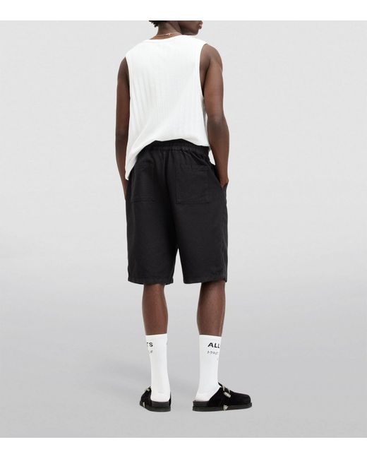 AllSaints Black Cotton-linen Blend Hanbury Shorts for men