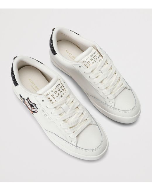 Kurt Geiger White Leather London Patch Sneakers