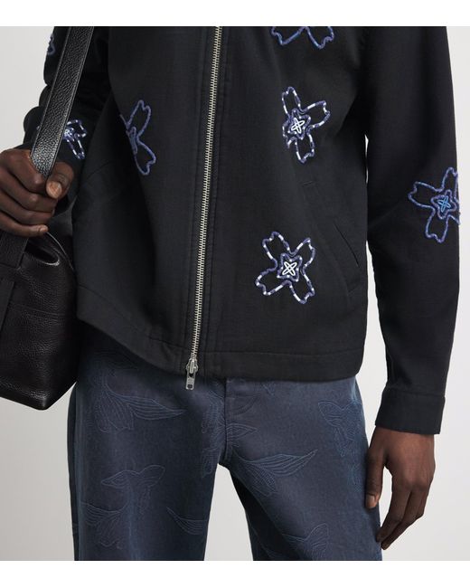 Wax London Black Embroidered Floral Eldon Jacket for men
