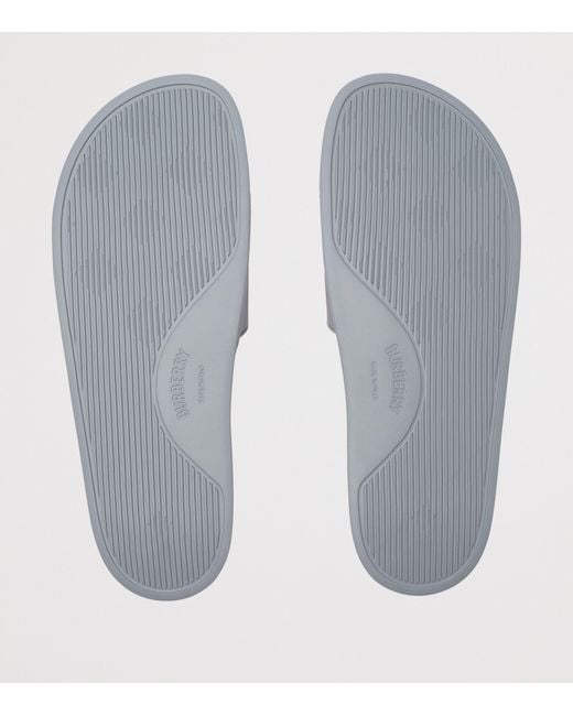 Burberry White Logo Slides for men