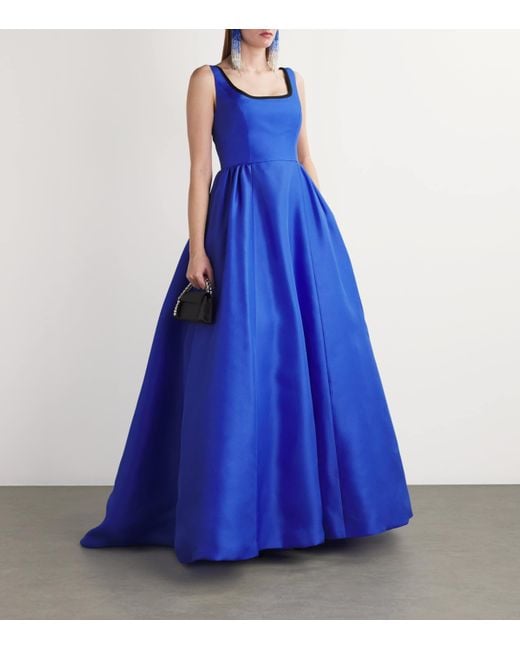 Carolina Herrera Blue Silk Sleeveless Gown