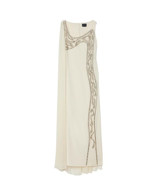 Marina Rinaldi White Silk Embroidered Maxi Dress