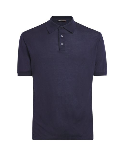 Colombo Blue Kid Wool Polo Shirt for men