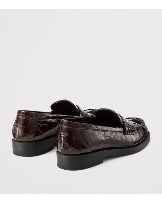 Jimmy Choo Brown Ivy Croc-Embossed Leather Loafers