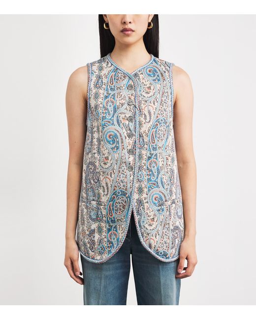 Etro Blue Paisley Single-Breasted Waistcoat