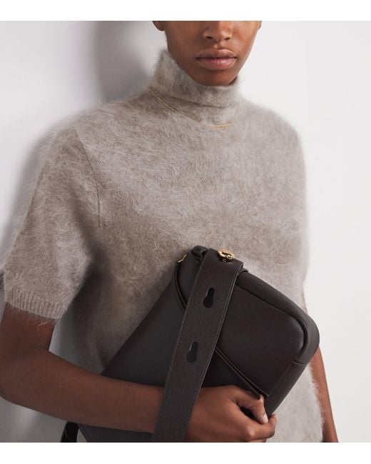 Soft Goat Gray Brushed Cashmere Short-Sleeve Sweater